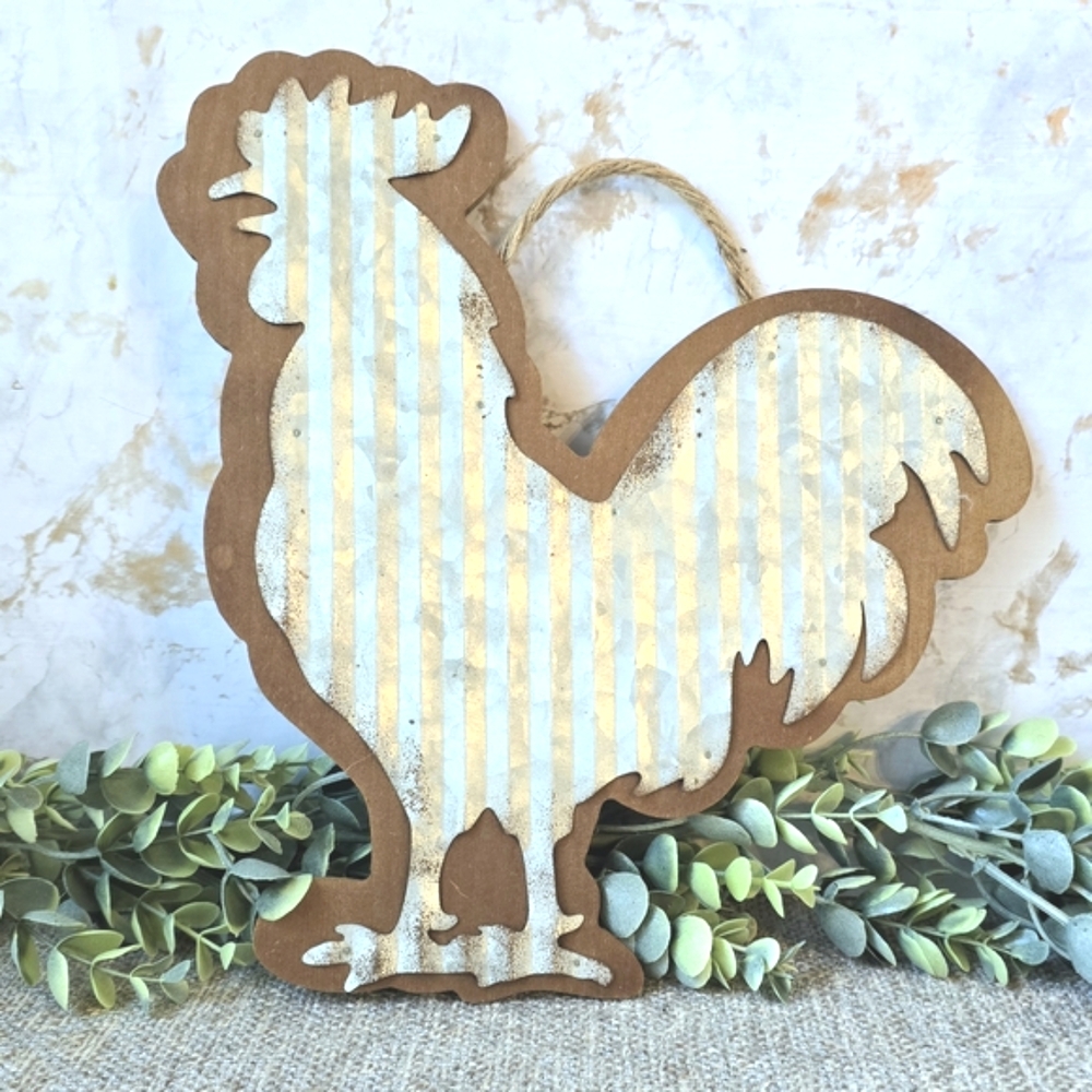 Rustic Neutra Rooster Wall Decor